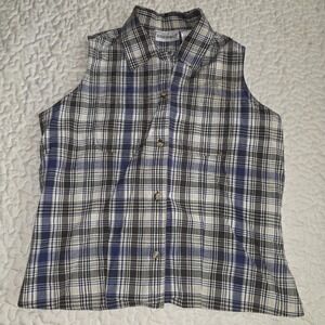 Vintage Fashion Bug PlaidSleeveless Blouse‎ Size Small Summer Country 90s